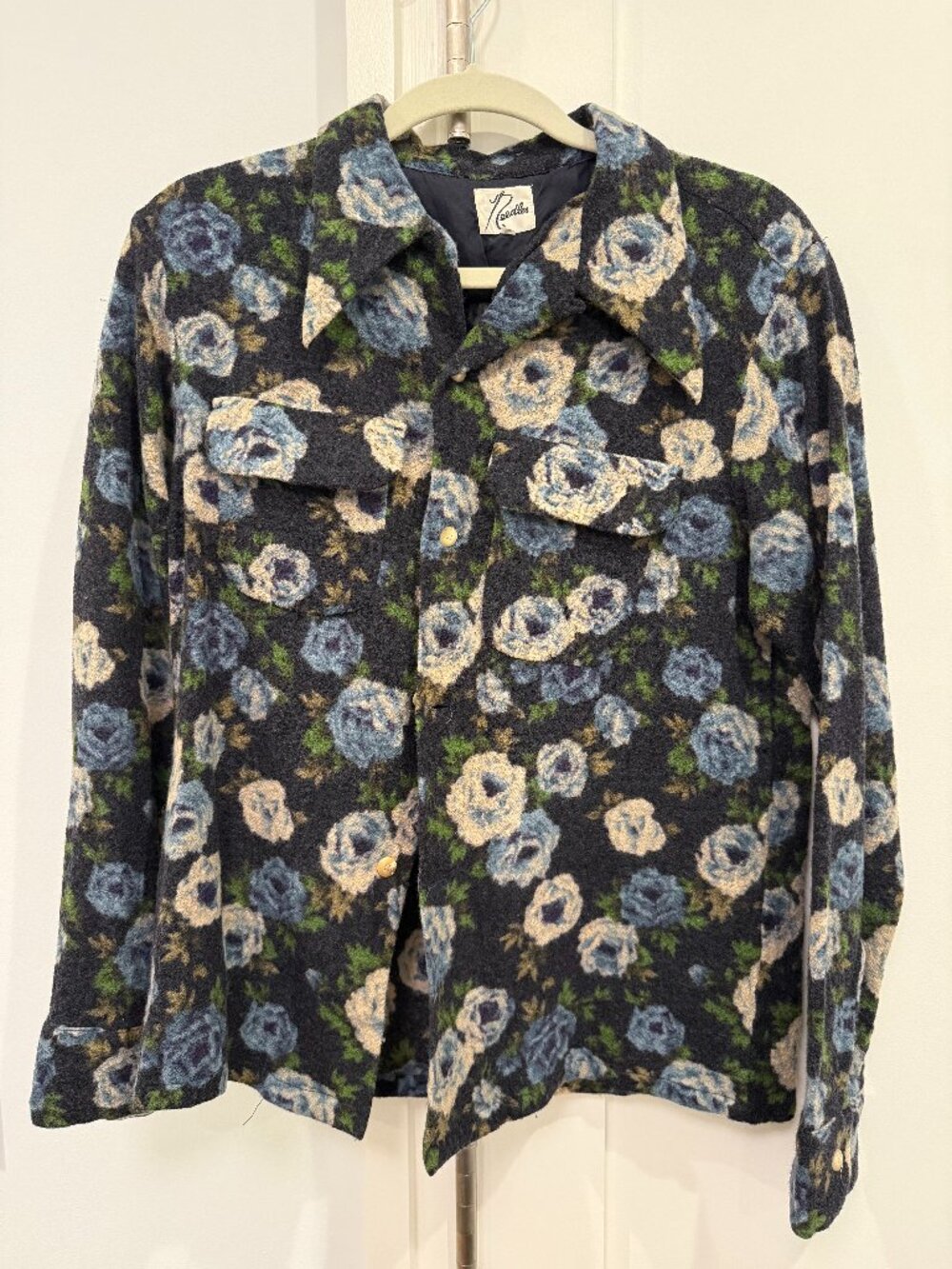 Needles Nepenthes Wool Floral Rose Shirt Tagged L Fits S Japan